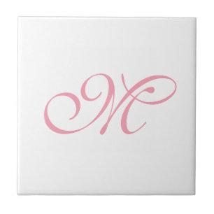 Elegant Pink Monogram Initial Tile