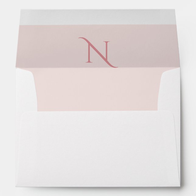 Elegant Pink Monogram Initial Wedding Invitation Envelope (Back (Bottom))