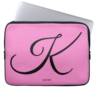 Elegant Pink Monogram Laptop Sleeve