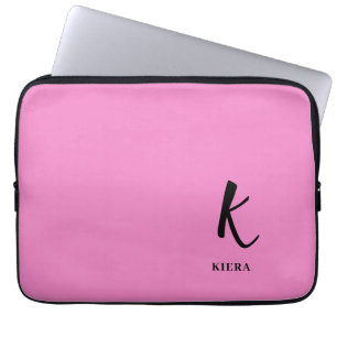 Elegant Pink Monogram Laptop Sleeve