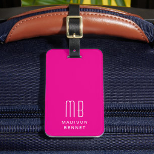Elegant Pink Monogram Luggage Tag
