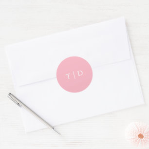 Elegant Pink Monogram Modern Wedding Classic Round Sticker