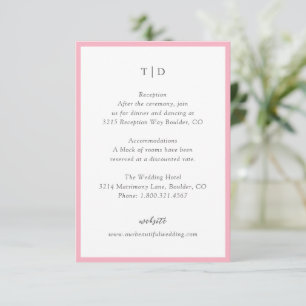 Elegant Pink Monogram Modern Wedding Enclosure Card
