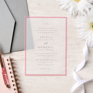 Elegant Pink Monogram Modern Wedding Vellum Invitations