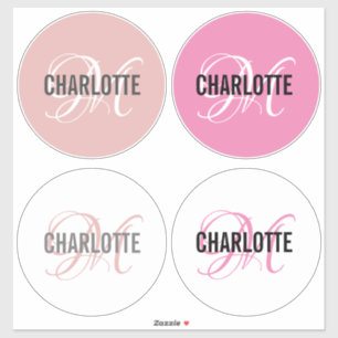Elegant pink monogram name round