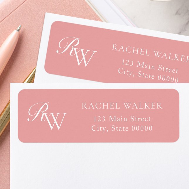 Elegant Pink Monogram Return Address (Creator Uploaded)
