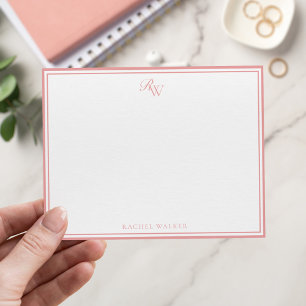 Elegant Pink Monogram Two Border Card