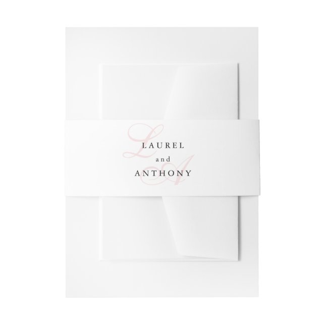 Elegant Pink Monogram Wedding Invitation Invitation Belly Band (Front Example)