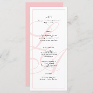 Elegant Pink Monogram Wedding Menu