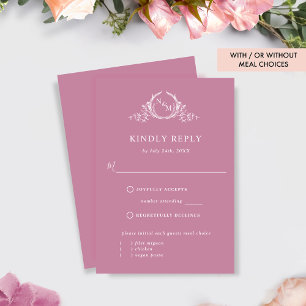 Elegant Pink Monogram With/Without Meals RSVP