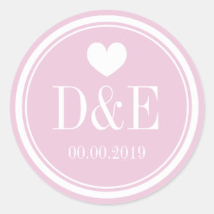 Elegant pink monogrammed wedding favour stickers