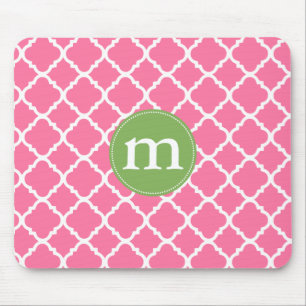 Elegant Pink Moroccan Quatrefoil Personalised Mouse Mat