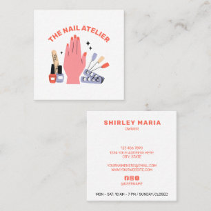 Elegant pink nail salon minimalist manicurist  square business card