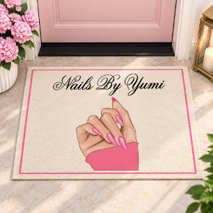 Elegant Pink Nails Beauty Salon Welcome Promo  Doormat