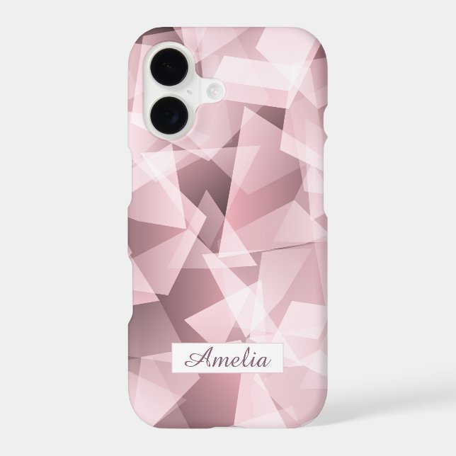 Elegant Pink Name Geometric Polygonal Pattern (Back)
