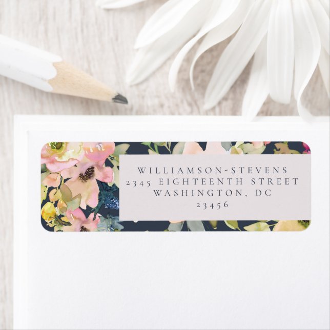 Elegant Pink Navy Watercolor Floral Custom Wedding (Insitu)