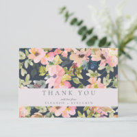 Elegant Pink Navy Watercolor Floral Custom Wedding