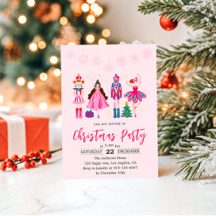  Elegant Pink Nutcracker Ballet Christmas Party   Invitation