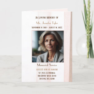 Elegant Pink Obituary Bereavement Service Programs Programme
