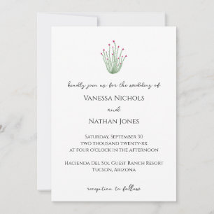 Elegant Pink Ocotillo Cactus Wedding Invitation