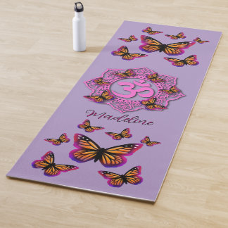 Elegant Pink ohm design pink butterflies Yoga Mat