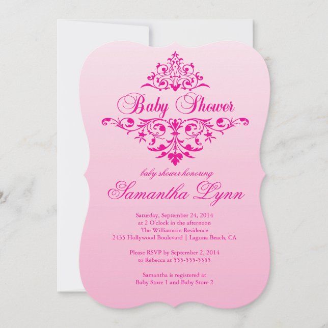 Elegant Pink Ombre Baby Shower Invitation (Front)
