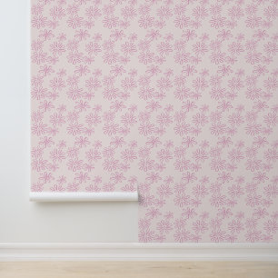 Elegant Pink on Blush Floral Doodle Wallpaper