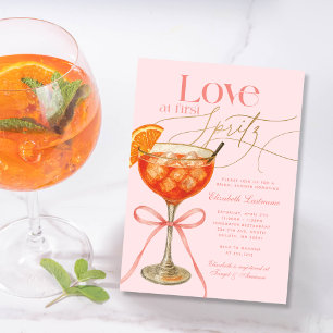 Elegant Pink Orange Aperol Spritz Bridal Shower Invitation