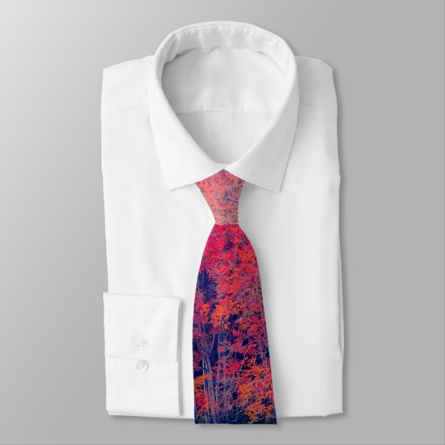 Elegant Pink Orange Blue Lake Mountain Firs Tie (Tied)