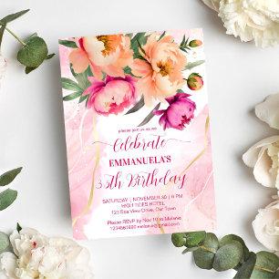 Elegant pink orange floral birthday party template