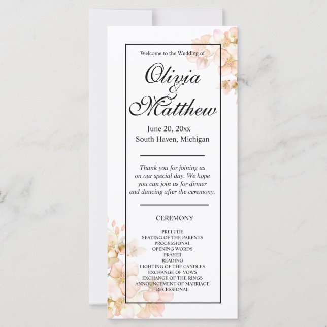 Elegant pink Orange floral blossoms elegant script (Front)