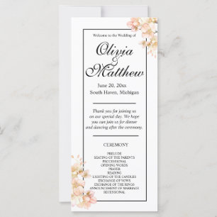 Elegant pink Orange floral blossoms elegant script