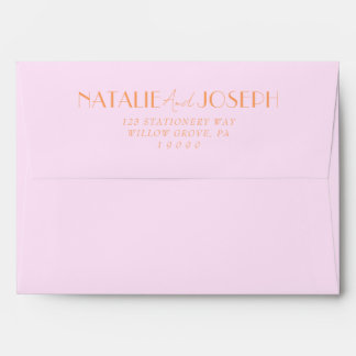 Elegant Pink Orange Retro Minimalist Wedding Envelope