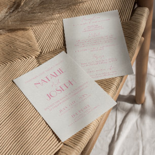 Elegant Pink Orange Stylish All In One Wedding Invitation