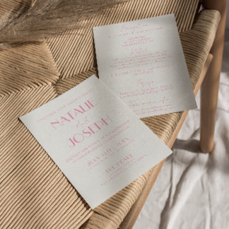 Elegant Pink Orange Stylish All In One Wedding Invitation