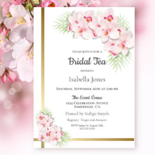 Elegant Pink Orchid Bridal Tea Invitation
