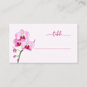 Elegant Pink Orchid Floral Illustration Place Card