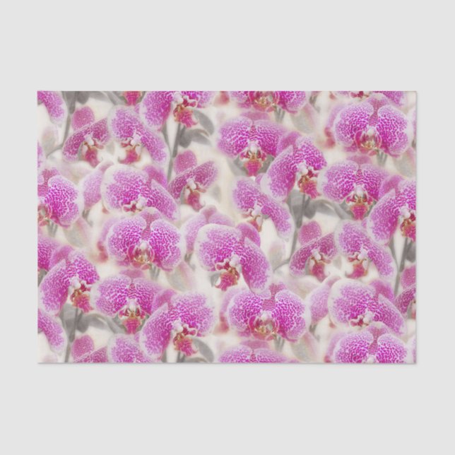 Elegant Pink Orchid Floral Pattern Tissue Paper (Front)