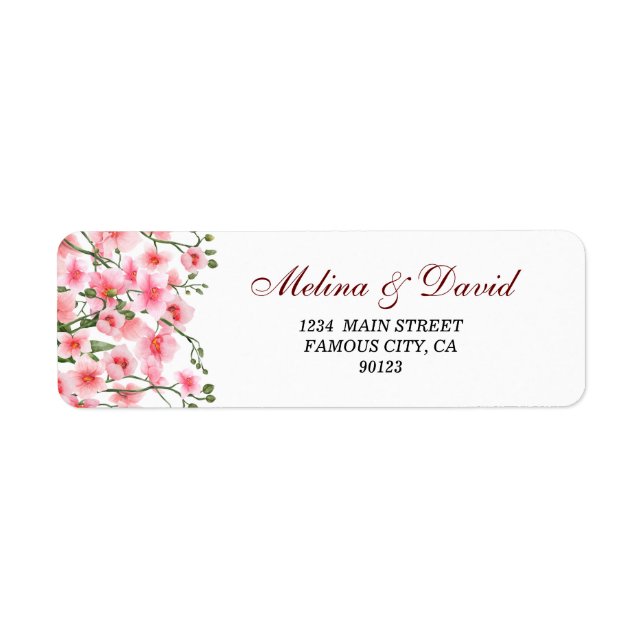 Elegant Pink Orchid Florals Address Label (Front)