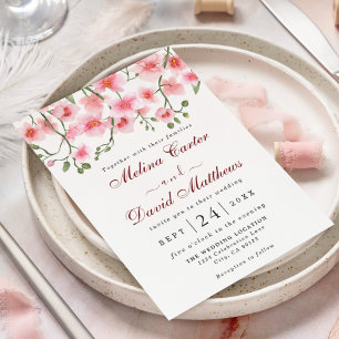 Elegant Pink Orchid Florals Wedding Invitation 