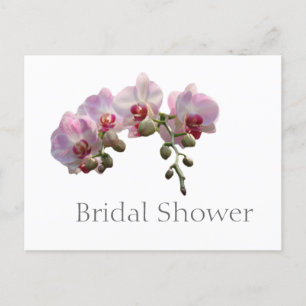 Elegant pink orchid flower bridal shower postcard