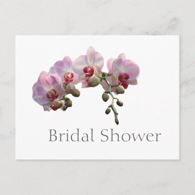 Elegant pink orchid flower bridal shower postcard (Front)
