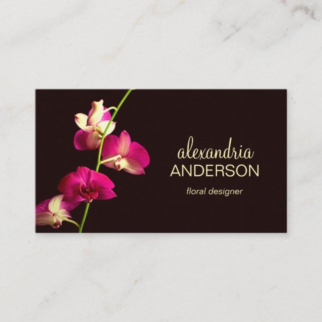 Elegant Pink Orchid Photo Business Card (Front)