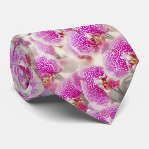 Elegant Pink Orchid Watercolor Floral Pattern Tie