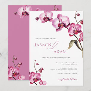 Elegant Pink Orchid Wedding Invitation
