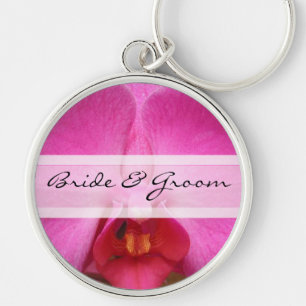 Elegant Pink Orchid Wedding Keychain