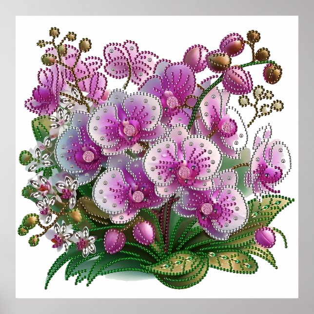 Elegant Pink Orchids Blossoming Poster (Front)