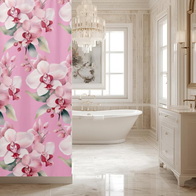 Elegant Pink Orchids Shower Curtain (Creator Uploaded)