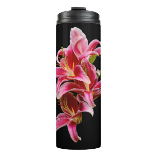 Elegant Pink Oriental Lilies Flowers Thermal Tumbler
