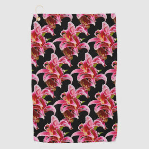 Elegant Pink Oriental Lilies Golf Towel